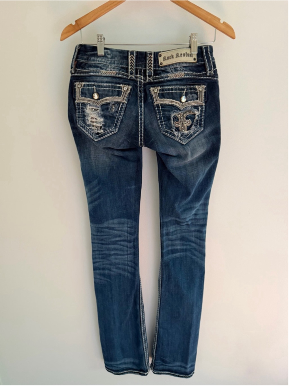 Rock Revival Ella Slim Boot Jeans 26 Low Rise Rhinestone Western